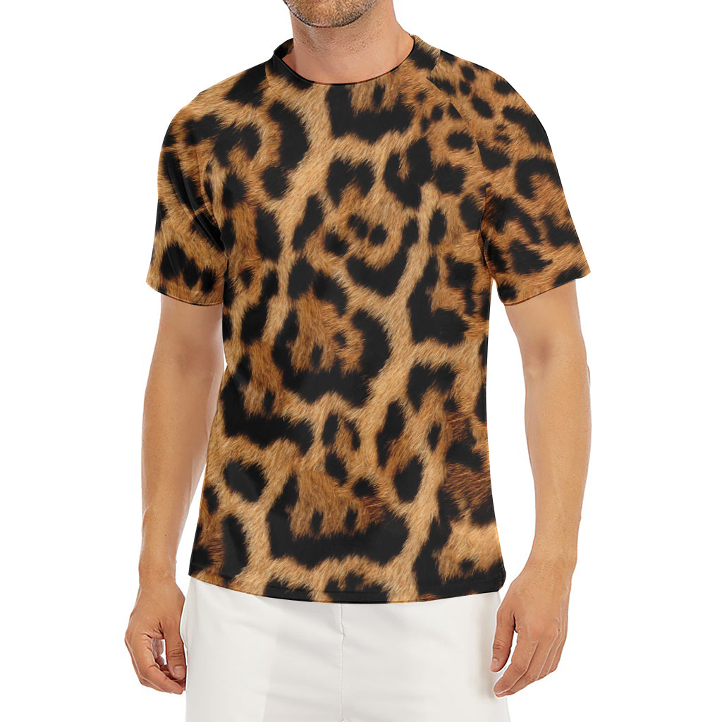 Jaguar Fur Pattern Print Men's Short Sleeve Rash Guard