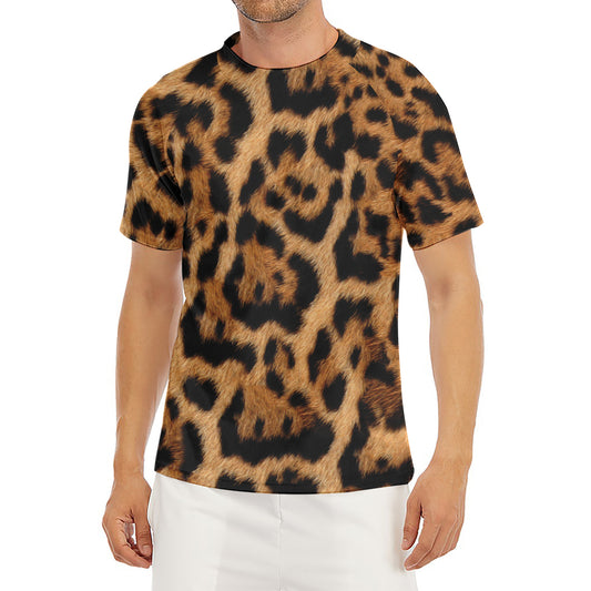 Jaguar Fur Pattern Print Men's Short Sleeve Rash Guard