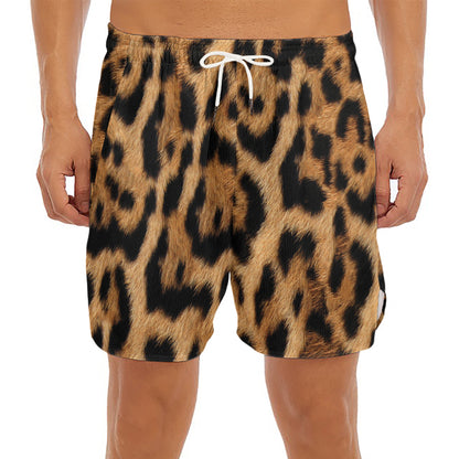 Jaguar Fur Pattern Print Men's Split Running Shorts