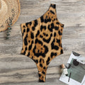 Jaguar Fur Pattern Print One Shoulder Bodysuit