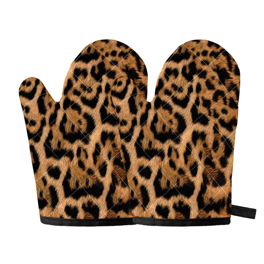 Jaguar Fur Pattern Print Oven Mitts