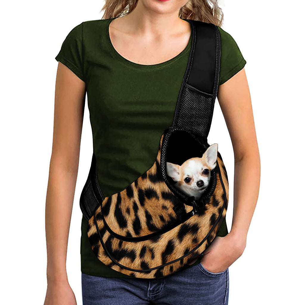 Jaguar Fur Pattern Print Pet Sling Carrier