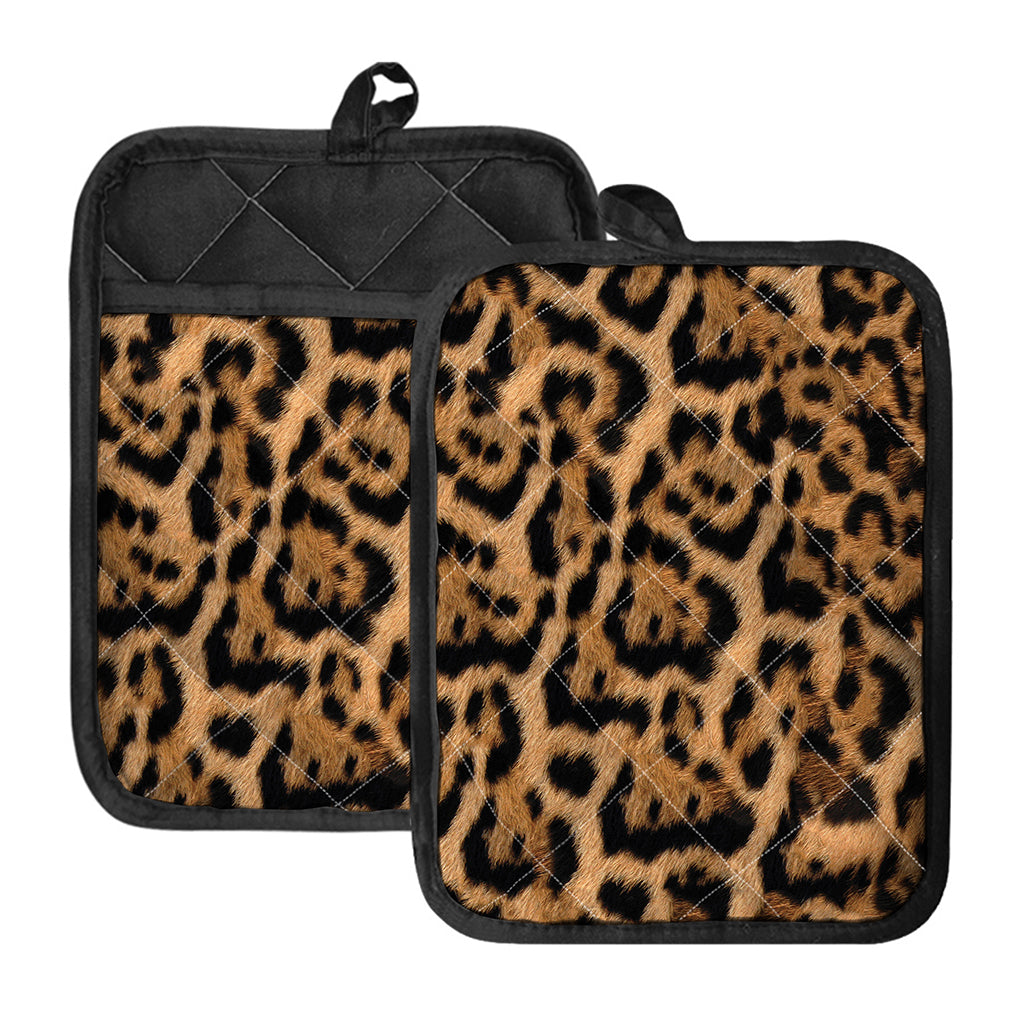 Jaguar Fur Pattern Print Pot Holders With Pocket