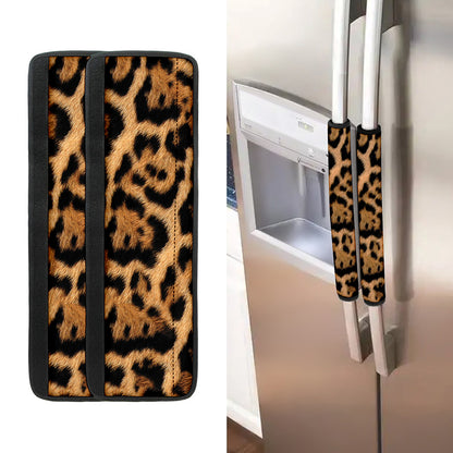 Jaguar Fur Pattern Print Refrigerator Handle Covers