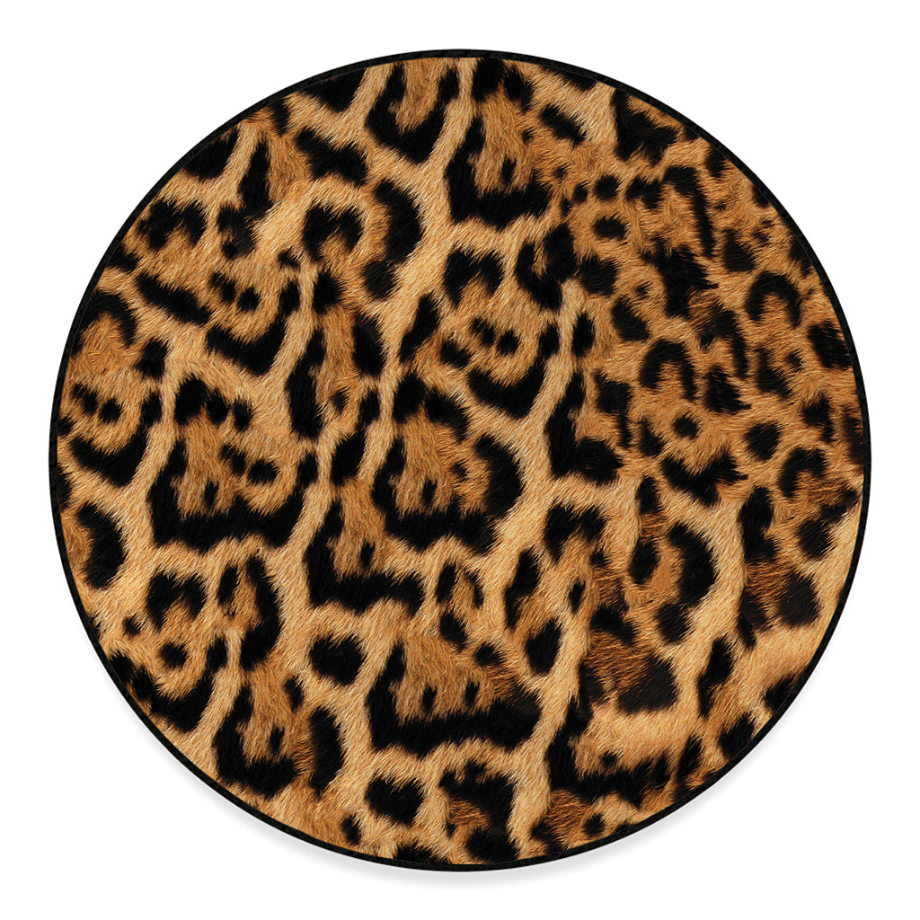 Jaguar Fur Pattern Print Round Floor Mat