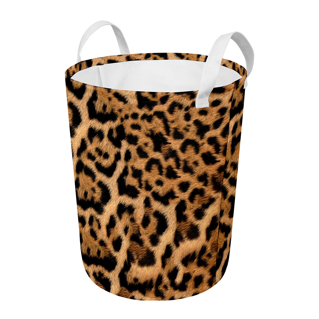 Jaguar Fur Pattern Print Round Laundry Basket