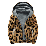 Jaguar Fur Pattern Print Sherpa Lined Zip Up Hoodie