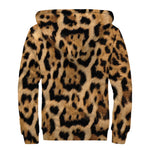 Jaguar Fur Pattern Print Sherpa Lined Zip Up Hoodie