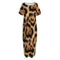 Jaguar Fur Pattern Print Short Sleeve Long Nightdress
