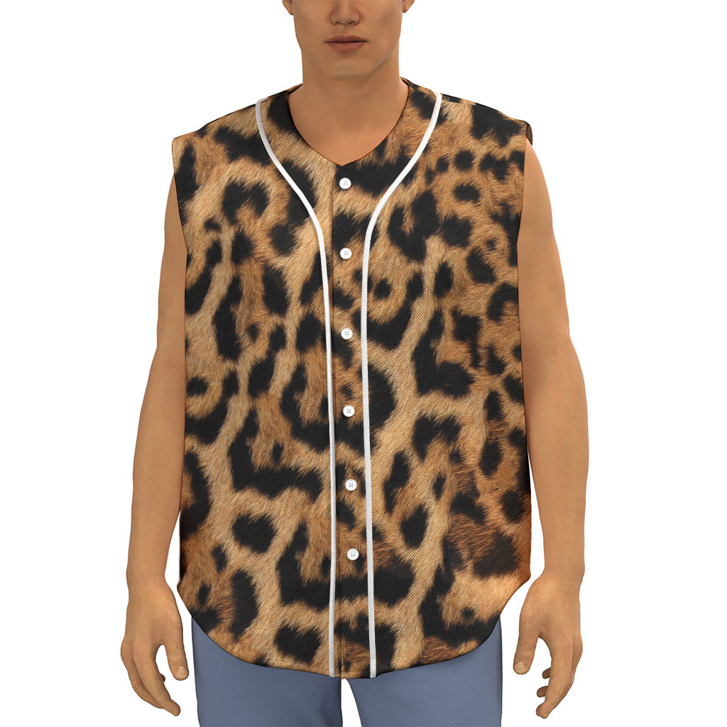 Jaguar Fur Pattern Print Sleeveless Baseball Jersey