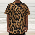 Jaguar Fur Pattern Print Textured Short Sleeve Shirt
