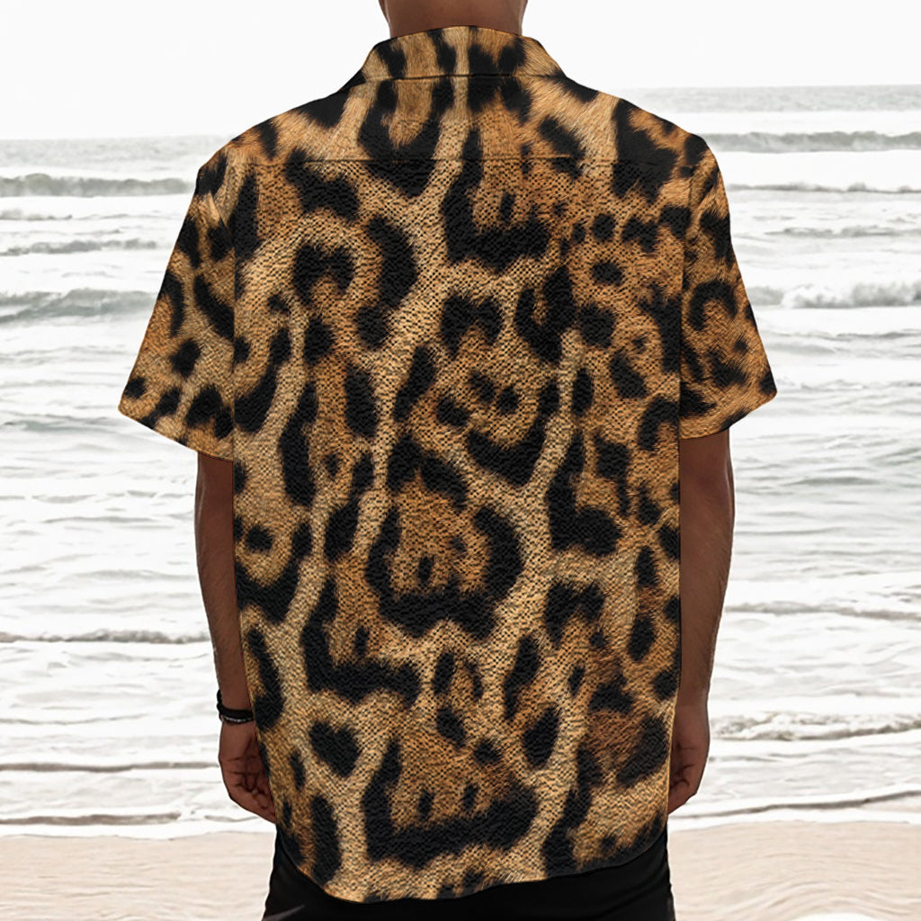 Jaguar Fur Pattern Print Textured Short Sleeve Shirt