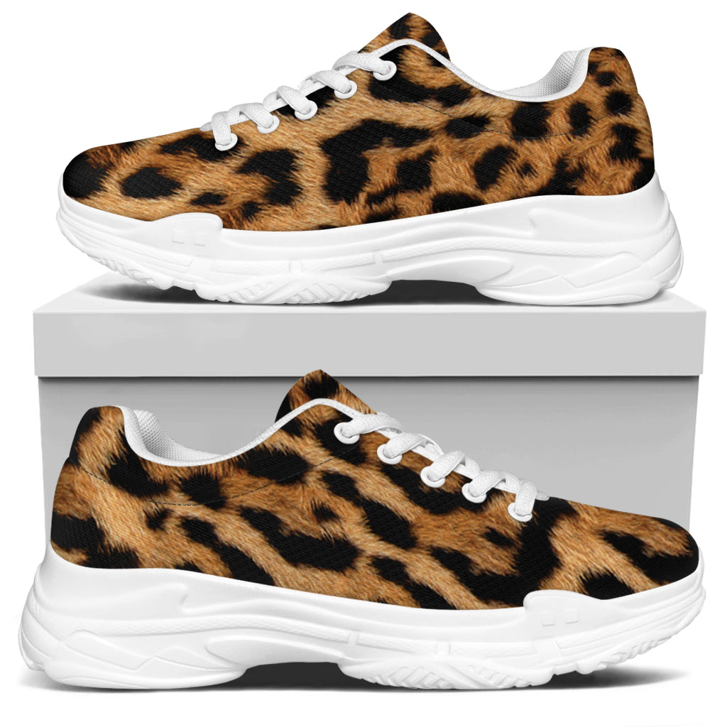 Jaguar Fur Pattern Print White Chunky Shoes