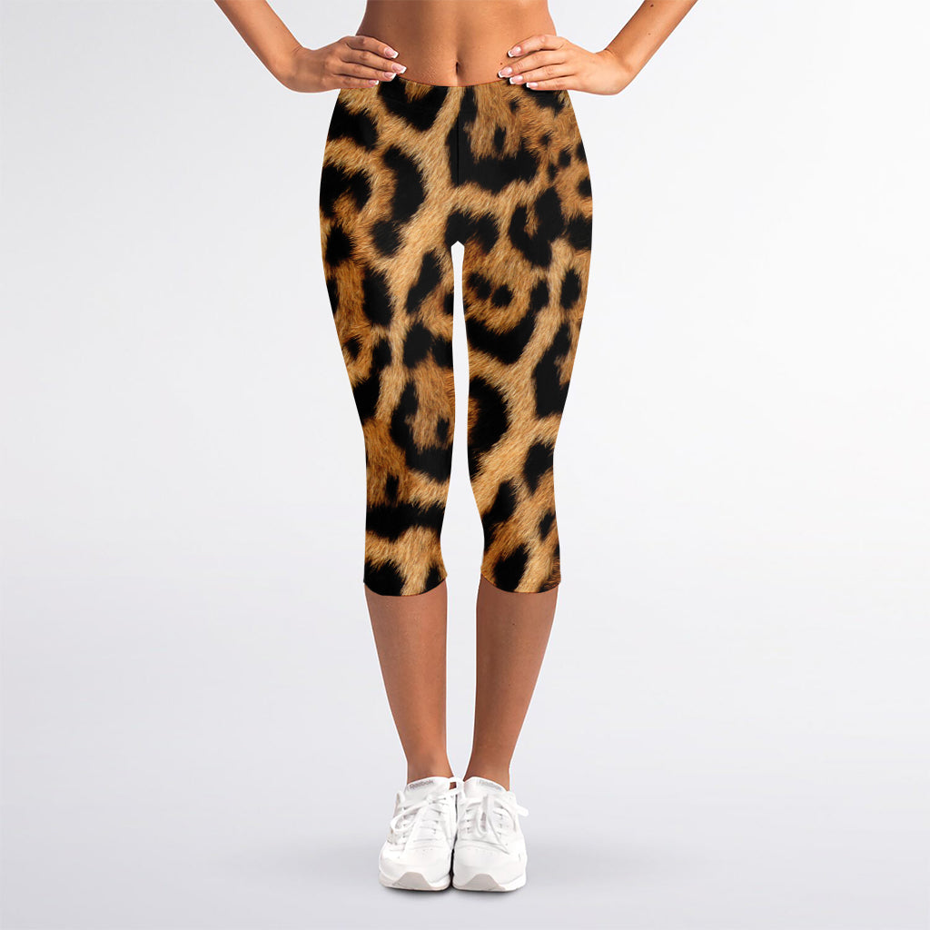 Jaguar Fur Pattern Print Women's Capri Leggings