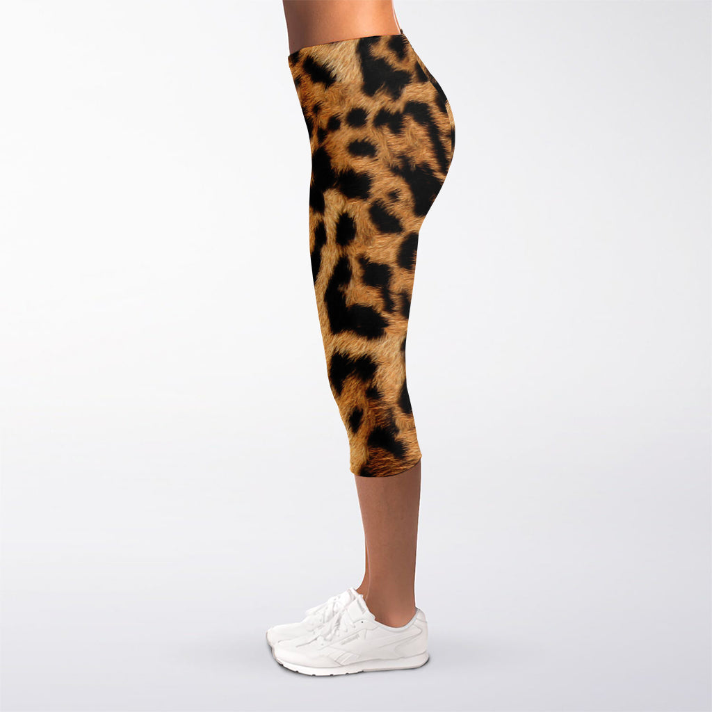 Jaguar Fur Pattern Print Women's Capri Leggings