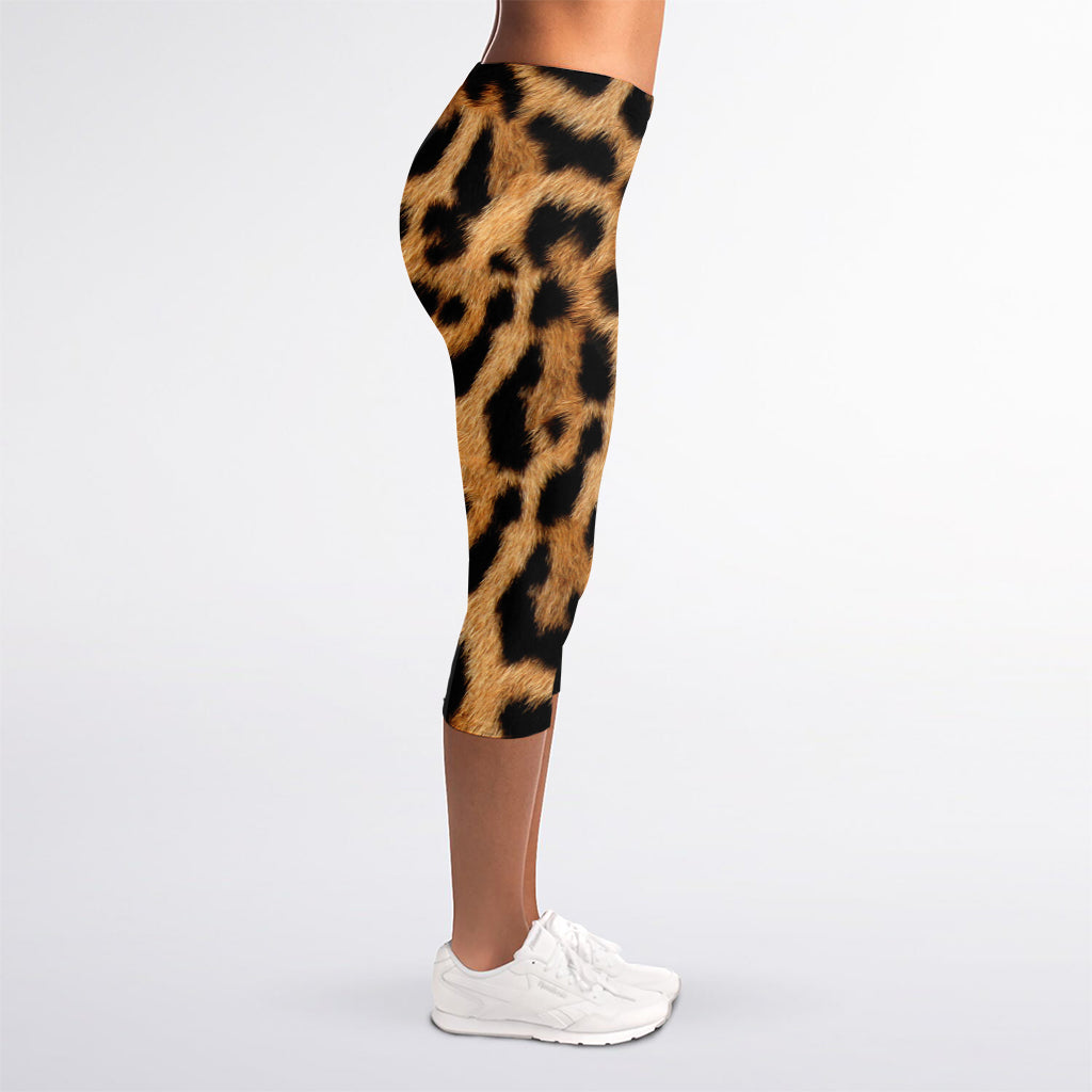 Jaguar Fur Pattern Print Women's Capri Leggings