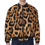 Jaguar Fur Pattern Print Zip Sleeve Bomber Jacket