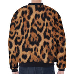 Jaguar Fur Pattern Print Zip Sleeve Bomber Jacket