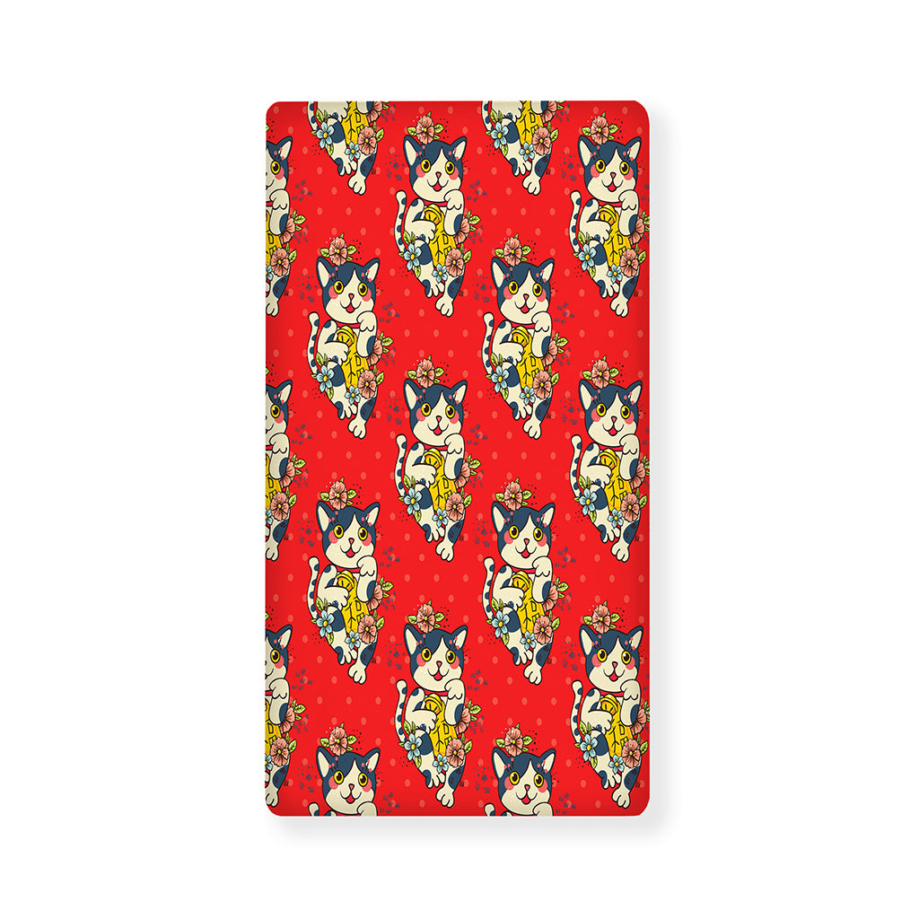 Japanese Cat Maneki Neko Pattern Print Baby Crib Sheet