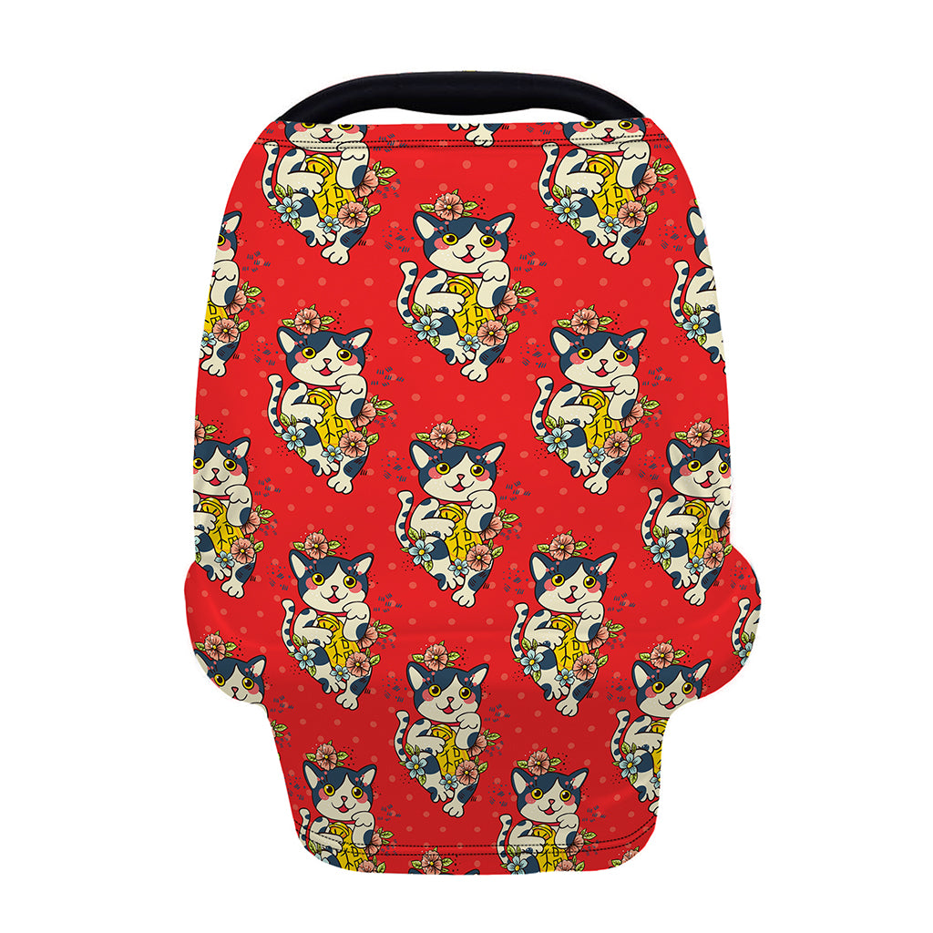 Japanese Cat Maneki Neko Pattern Print Baby Seat Cover