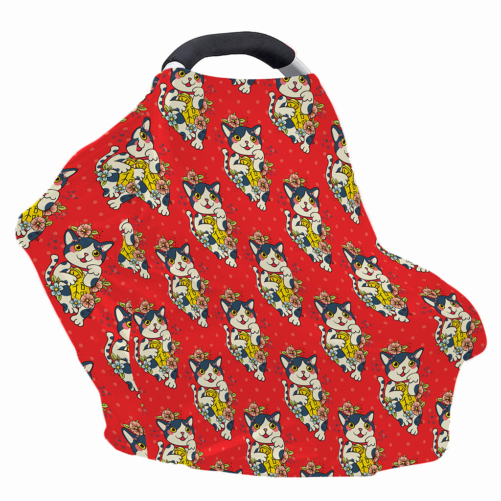 Japanese Cat Maneki Neko Pattern Print Baby Seat Cover