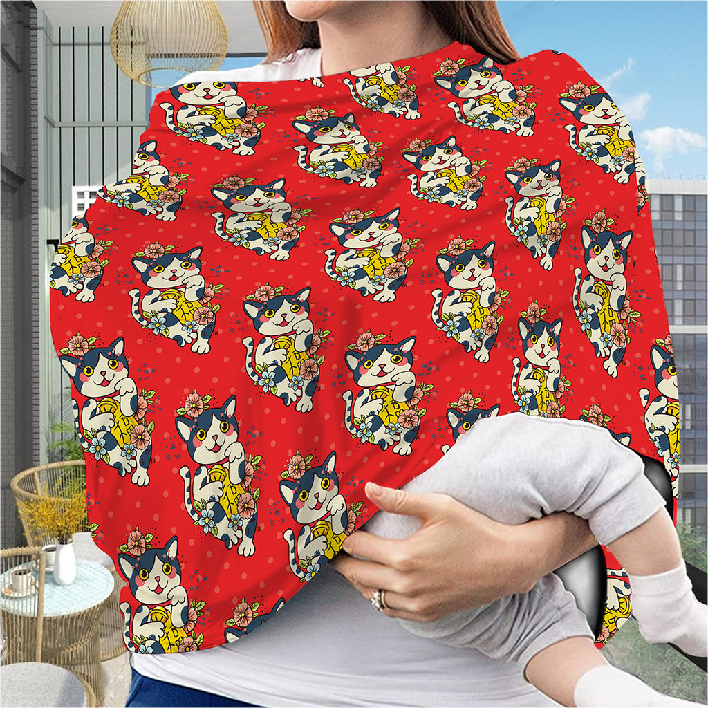 Japanese Cat Maneki Neko Pattern Print Baby Seat Cover