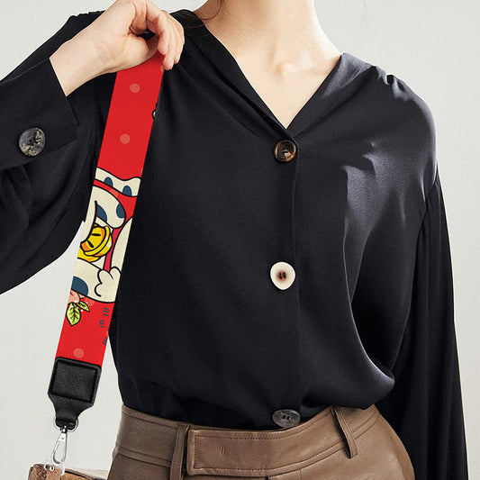 Japanese Cat Maneki Neko Pattern Print Bag Strap