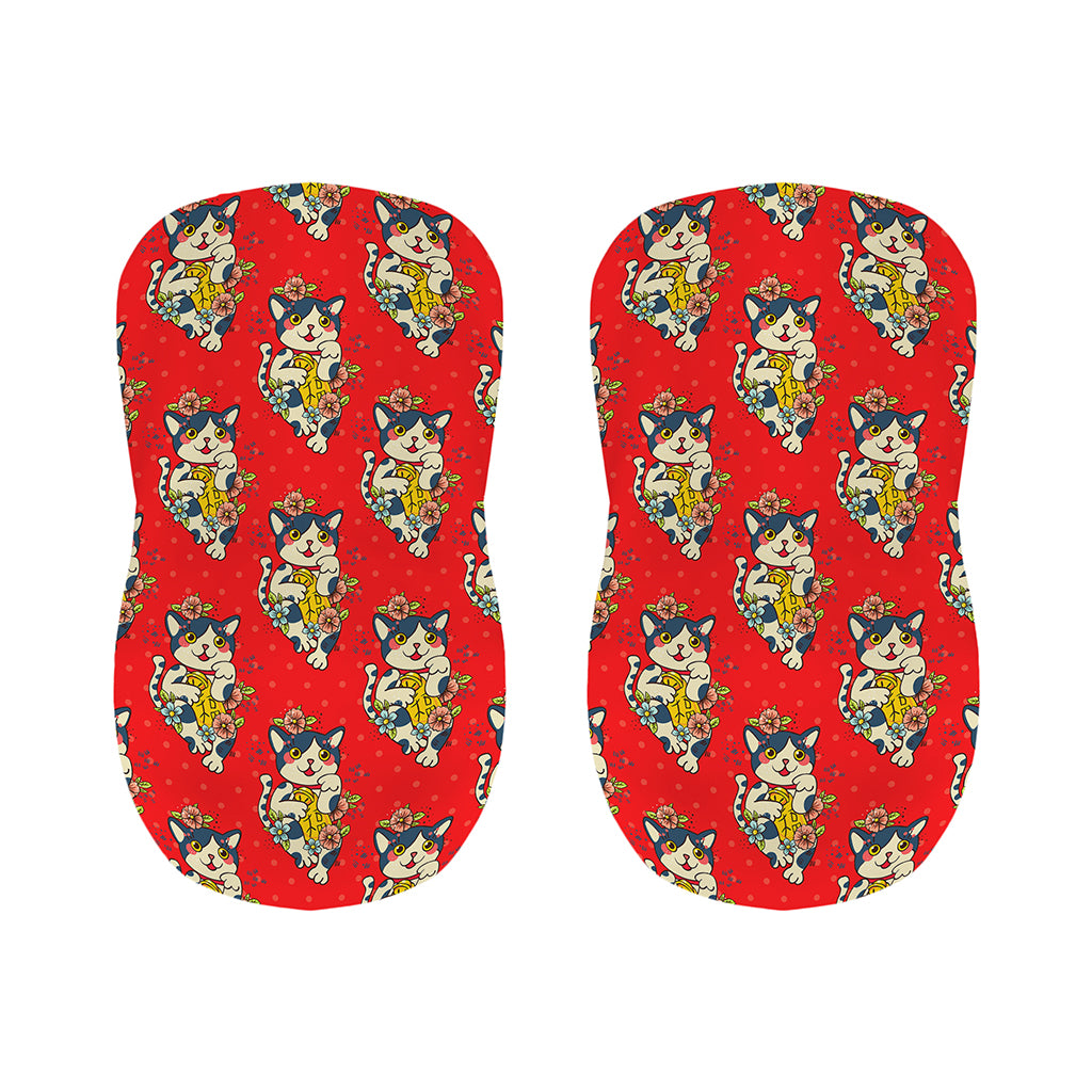 Japanese Cat Maneki Neko Pattern Print Bar Stool Covers