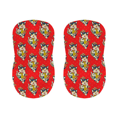 Japanese Cat Maneki Neko Pattern Print Bar Stool Covers