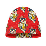 Japanese Cat Maneki Neko Pattern Print Beanie