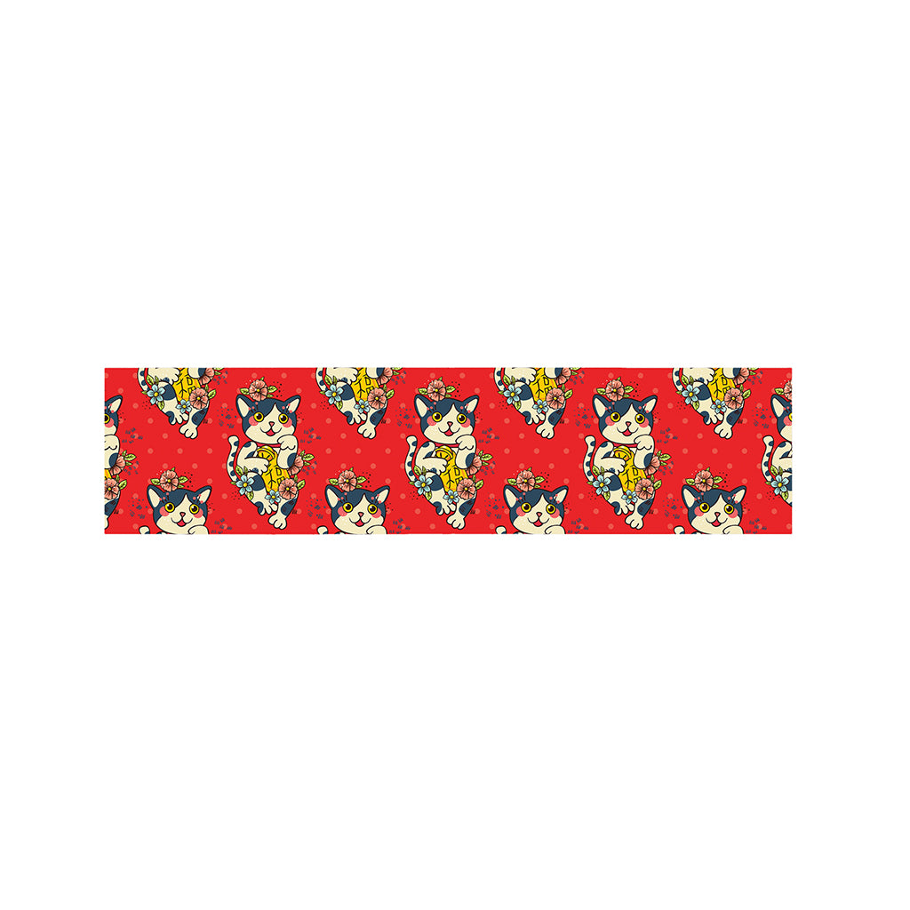 Japanese Cat Maneki Neko Pattern Print Bed Runner