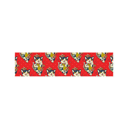 Japanese Cat Maneki Neko Pattern Print Bed Runner