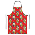 Japanese Cat Maneki Neko Pattern Print Bib Apron With Pocket