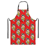 Japanese Cat Maneki Neko Pattern Print Bib Apron With Pocket