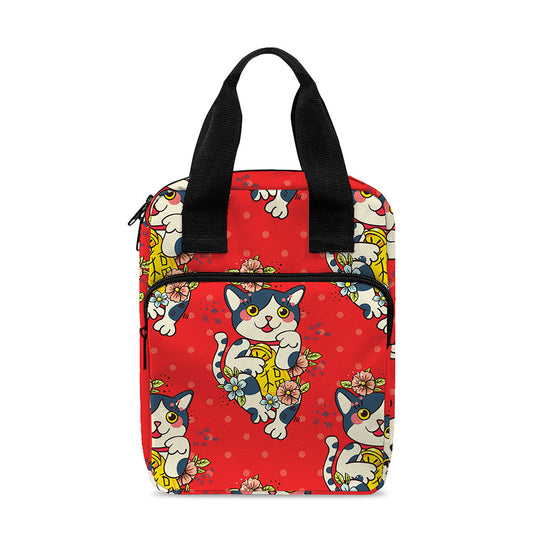 Japanese Cat Maneki Neko Pattern Print Bible Tote Bag