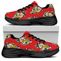 Japanese Cat Maneki Neko Pattern Print Black Chunky Shoes