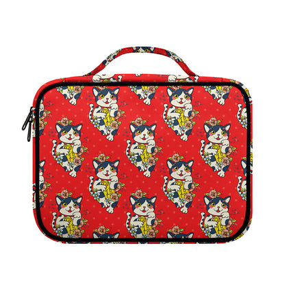 Japanese Cat Maneki Neko Pattern Print Briefcase Bible Bag