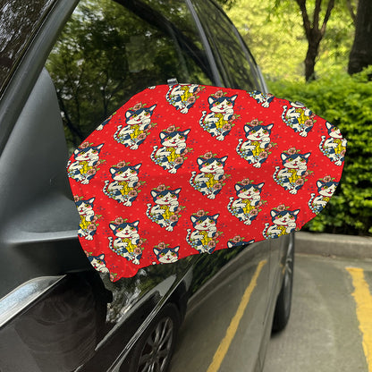 Japanese Cat Maneki Neko Pattern Print Car Side Mirror Covers