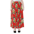 Japanese Cat Maneki Neko Pattern Print Chiffon Maxi Skirt