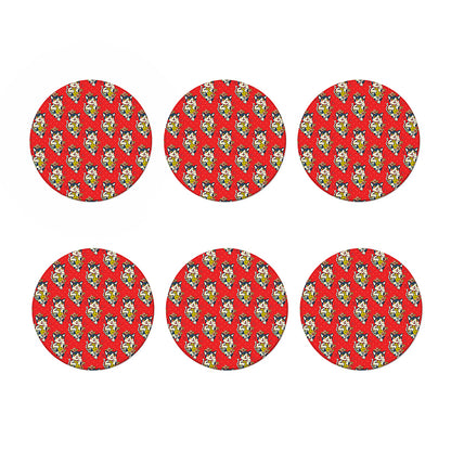 Japanese Cat Maneki Neko Pattern Print Coaster Set