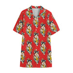 Japanese Cat Maneki Neko Pattern Print Cotton Hawaiian Shirt