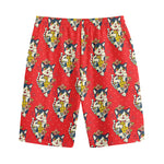 Japanese Cat Maneki Neko Pattern Print Cotton Shorts