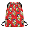 Japanese Cat Maneki Neko Pattern Print Drawstring Backpack