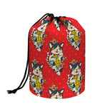 Japanese Cat Maneki Neko Pattern Print Drawstring Makeup Bag