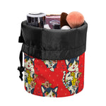 Japanese Cat Maneki Neko Pattern Print Drawstring Makeup Bag