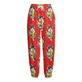 Japanese Cat Maneki Neko Pattern Print Fleece Lined Knit Pants