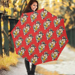 Japanese Cat Maneki Neko Pattern Print Foldable Umbrella
