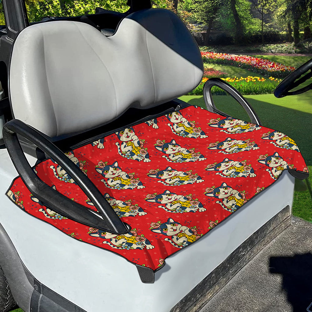 Japanese Cat Maneki Neko Pattern Print Golf Cart Seat Cover