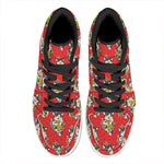 Japanese Cat Maneki Neko Pattern Print High Top Leather Sneakers