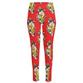 Japanese Cat Maneki Neko Pattern Print High-Waisted Pocket Leggings